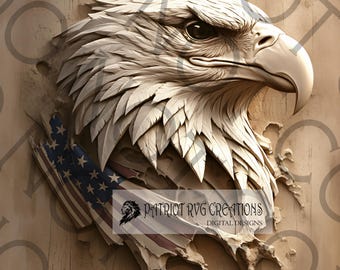 xTool S1 Ready File, 3D Design, Digital file, Eagle head, Relief Style, Military Design, American Flag, High Contrast, Artwork. 51
