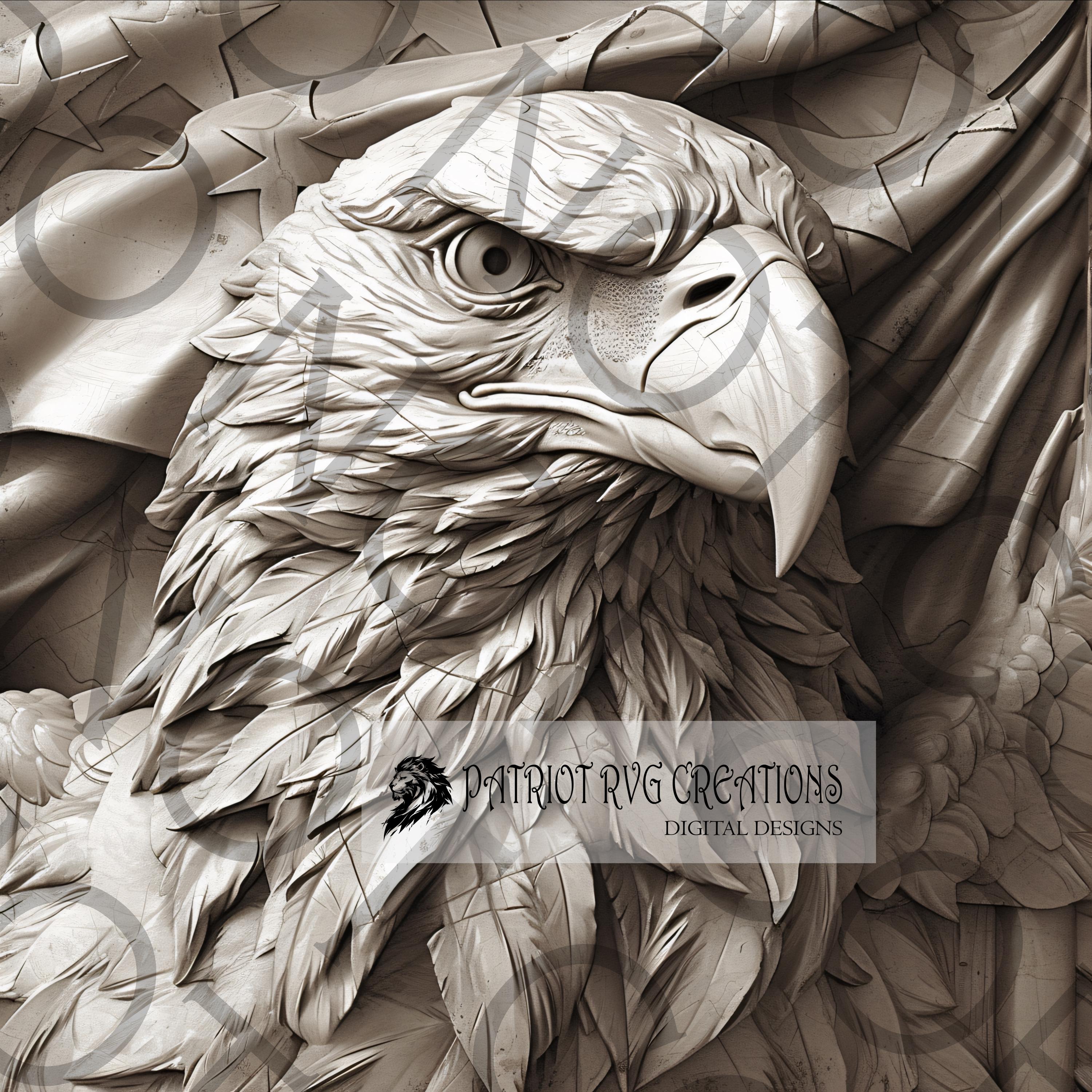 xTool S1 Ready File, 3D Design, Digital file, Eagle head, Relief Style, Military Design, American Flag, High Contrast, Artwork. 44