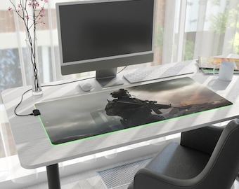 Modern American Soldier LED Gaming Mouse Pad | Military Gamer Desk Mat