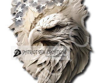 xTool S1 Ready File, 3D Design, Digital file, Eagle head, Relief Style, Military Design, American Flag, High Contrast, Artwork.