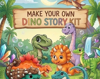 Printable Make Your Own Dino Story Kit For Kids | Dinosaur Story Starters | Writing Prompts | Learning Game | Educational Gift