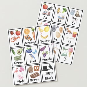 Tarjetas didácticas para niños, tarjetas didácticas imprimibles: 5 páginas de letras, números y colores, descarga digital, tarjetas didácticas imprimibles de 8 x 11