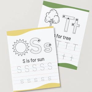 Folhas de rastreamento de letras A-Z e números de 1 a 10 com imagens para colorir | Prática de alfabeto e números para crianças | Atividade de aprendizagem para impressão