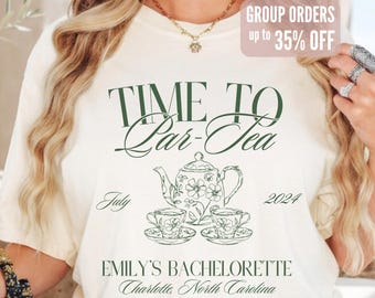 Custom Tea Party Shirts, Personalized Bachelorette Par-Tea Shirt, Floral Garden Tea Shirt, Bridal Party Gift, Birthday Brunch High Tea Shirt