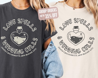 Spooky Bachelorette Shirts, Halloween Bridal Party Tee, Love Spells & Wedding Bells Shirt