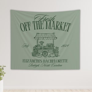Fresh Off the Market Party Decor, Custom Farm Stand Cart Bachelorette Banner, Bridal Shower Backdrop, Personalized Engagement Wall Tapestry