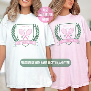 Tennis Bachelorette Party Shirts, Custom Perfect Match Bach T-Shirts, Personalized Country Club Crest Bachelorette Comfort Colors Tee