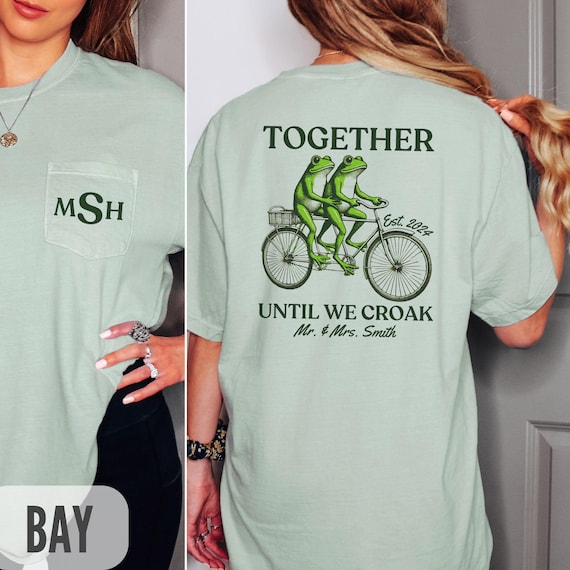 Funny Bride & Groom Shirts, Personalized Frog Couple Honeymoon Shirt, Wedding Gift for Newlyweds, Together Until We Croak