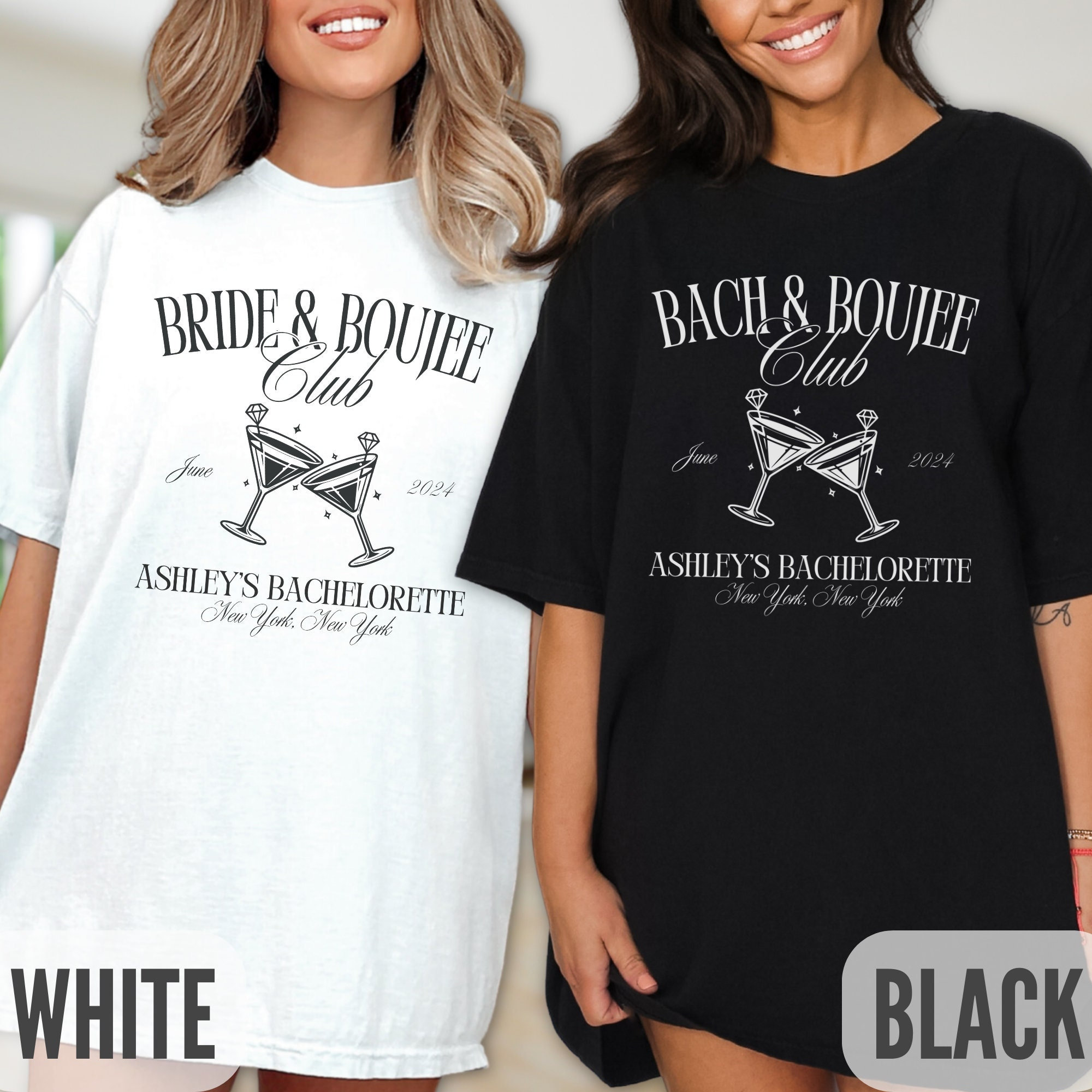 Custom Bachelorette Party Shirt, Luxury Bachelorette Shirts, Personalized Bach and Boujee TShirt, Bridal Party Gift, Bride and Boujee Shirt