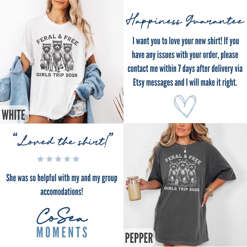 Feral Girls Trip Shirts 2026, Funny Raccoon Gang T-Shirt, Girl Vacation Weekend Matching Travel TShirts, Airport Besties Group Shirt immagine 11