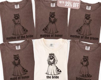 Raccoon Bridal Party Comfort Colors Shirts, Funny Bridesmaid Proposal Gift, Maid of Honor Wedding Tee, Feral Bride Bachelorette Shirt