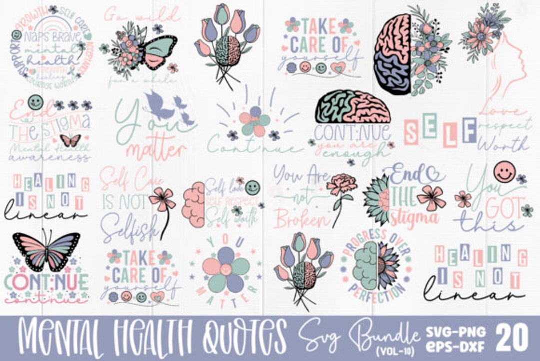 Mental Health SVG Bundle 20 Svgs Graphic - Etsy