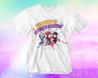 Spidey and His Amazing Friends Rising Birthday T-shirt - Personalized Birthday Shirt- Custom Birthday T-shirt - kids Birthday - family tees