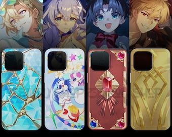Capa para celular com personagens de Honkai Star Rail: Rin Tosaka, Gilgamesh, Himeko Mortenax, Blade Sparxie, Cyrene Evernight, Dan Heng, Phainon e Castorice.