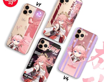 Capa protetora estética para celular Genshin Impact Yae Miko para iPhone, Samsung e Android.