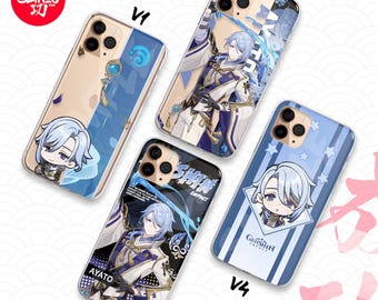 Capa protetora estética para celular Genshin Impact Kamisato Ayato para iPhone Samsung Android