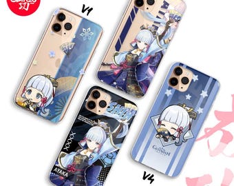 Capa protetora estética para celular Genshin Impact com Kamisato Ayaka para iPhone, Samsung e Android.