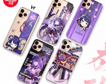 Capa protetora estética Genshin Impact Raiden Shogun para iPhone, Samsung e Android.