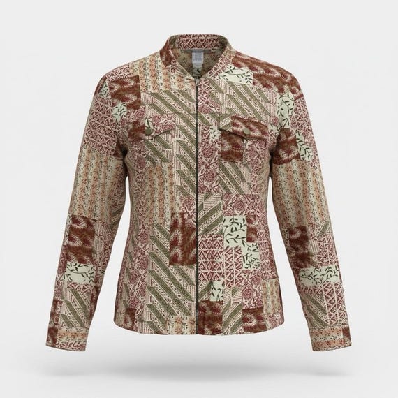 Stonebridge Vintage Jacket Medium Patchwork Zip U… - image 1