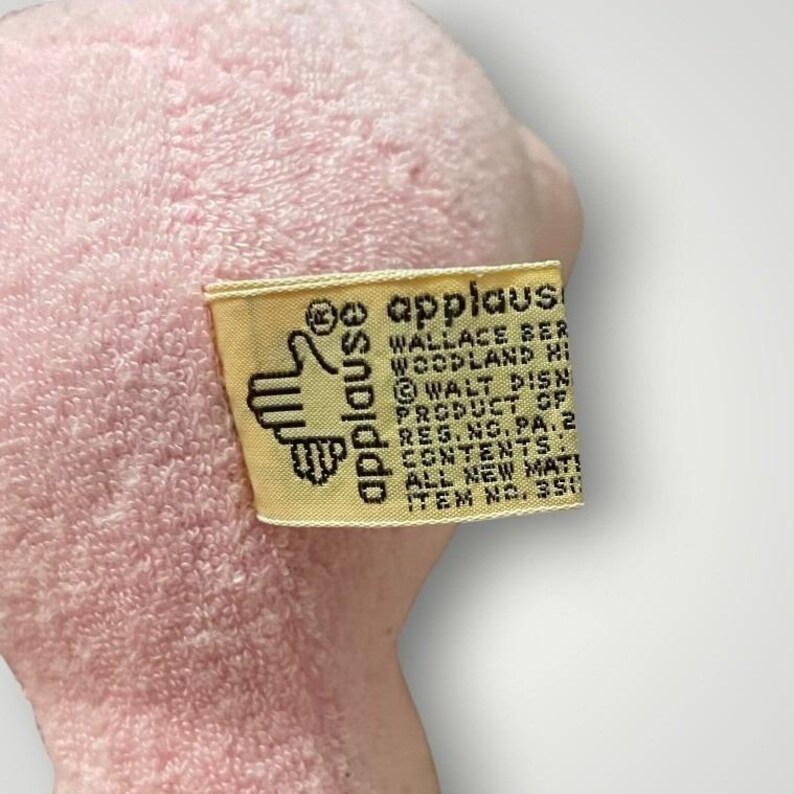 Applause Baby Minnie Mouse Plush Small Pink Vintage 1980s Disney Bib Bow Retro afbeelding 3