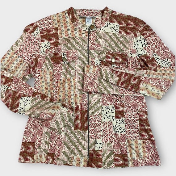 Stonebridge Vintage Jacket Medium Patchwork Zip U… - image 2