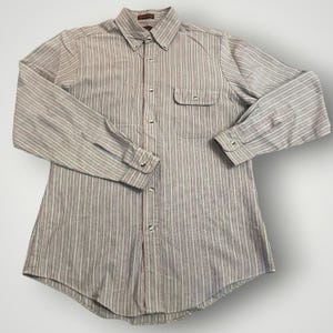 Levi's Button Down Shirt Mens Medium Blue Red Striped Tailored Vintage 90's 80's