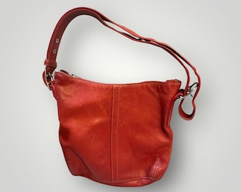 Coach Vintage Legacy Hobo Bag Red Leather 9326 Retro Slim Crossbody Buckle Strap