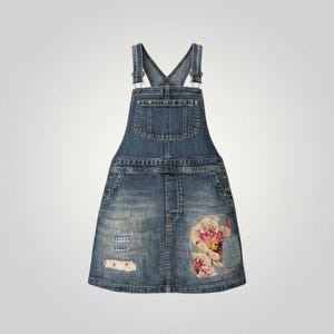 Floral Denim Overall Dress