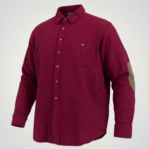 Pendleton Wool Shirt Men Large Vintage 90s Burgundy Suede Elbow Patch USA Cabin