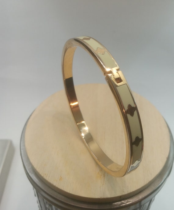 Spartina Gold Tone Bangle Bracelet with Enamel Inl