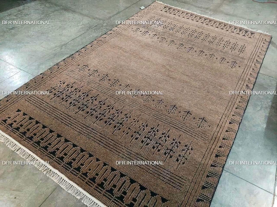 Hand-knotted Brown Black Rug: Brown Area Rug for Living Room - Etsy