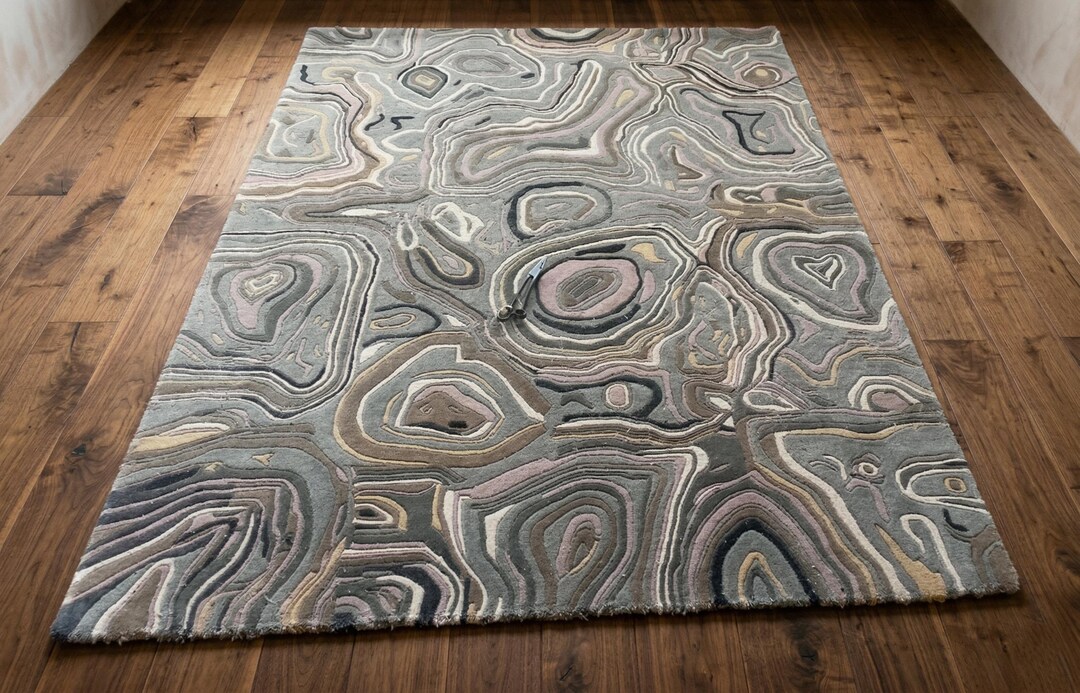 Artistic Rug Texture Hand-tufted Wool Rug: Abstract Botanical 3D Texture, Modern Art Home ...