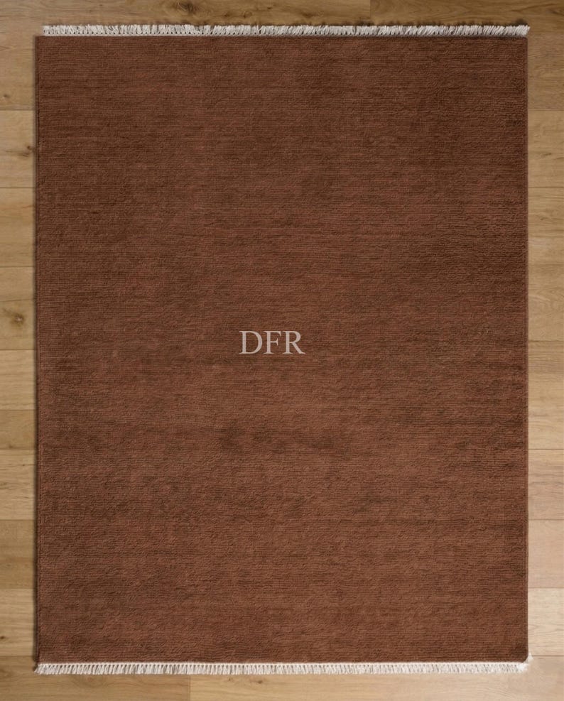 Hand-knotted Wool Area Rug, Solid Brown High-traffic Living Room Rug - Etsy