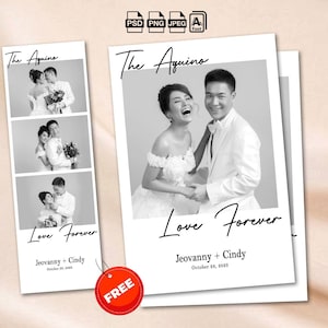 Photo Booth Strip Template Wedding Photo Booth Overlay Photo Booth Frame Minimalist Script Instant Download  2x6 4x6 Photobooth Template