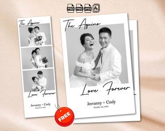 Photo Booth Strip Template Wedding Photo Booth Overlay Photo Booth Frame Minimalist Script Instant Download  2x6 4x6 Photobooth Template