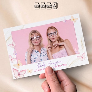 Butterfly Theme Photobooth Template Baby Shower Photo Booth Template 4x6 Strip Wedding Overlay Bridal Shower Birthday Wedding Pink Glitters