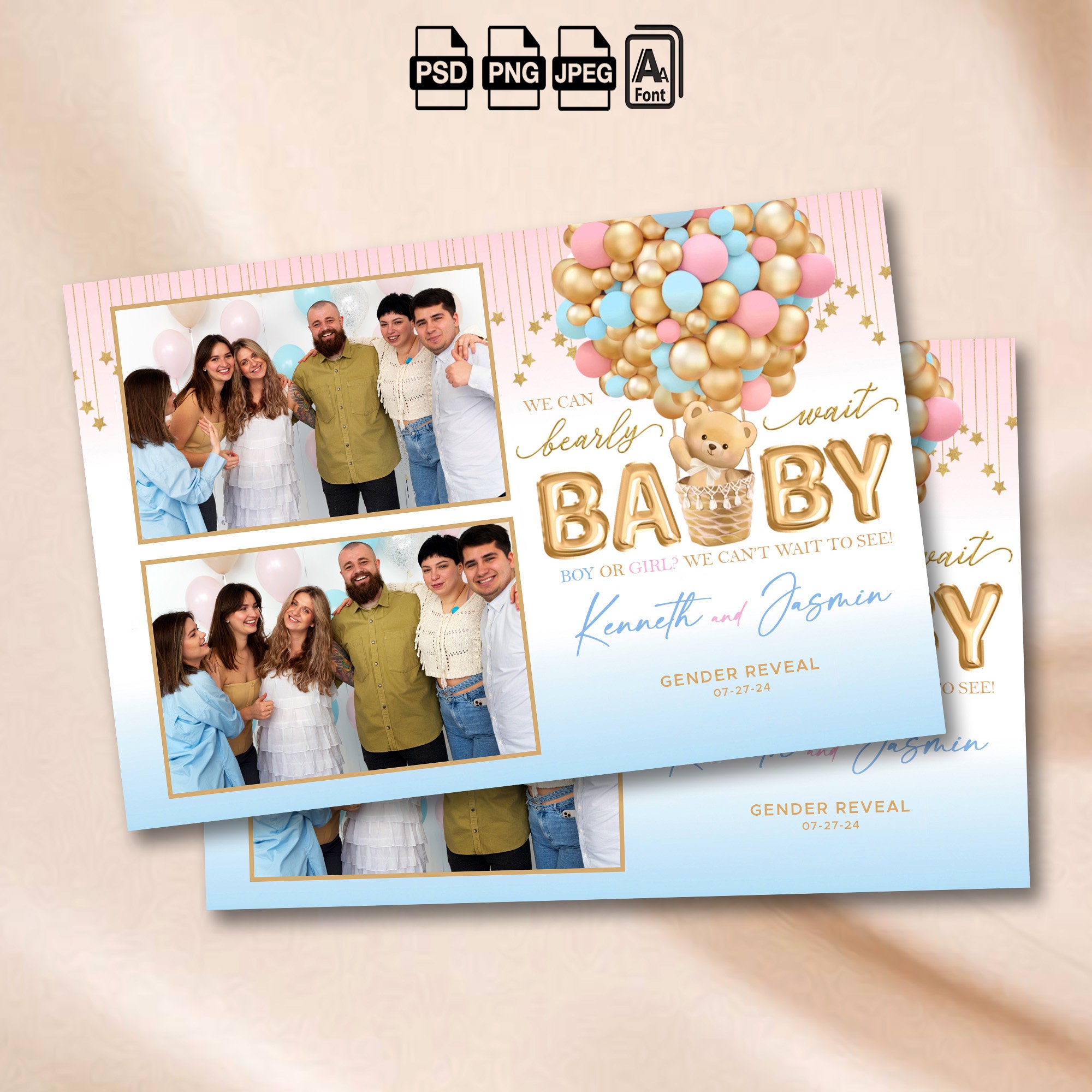 Kit 31 Accessoires Photo Baby Shower - Cadre Gonflable, Décorations Révélation Du Sexe - Pour Fête Et Photobooth