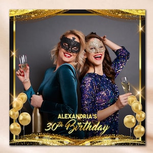 Gold Birthday Party 360 Booth Template 50th Birthday 360Booth Overlay 360 Photo Booth Overlay 360 Video Booth Boomerang Golden Anniversary