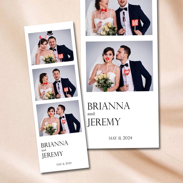 Minimalist Wedding Photo booth Template Aesthetic White Photobooth Template 2x6 photo strip Overlay Modern Wedding Photobooth Elegant Simple