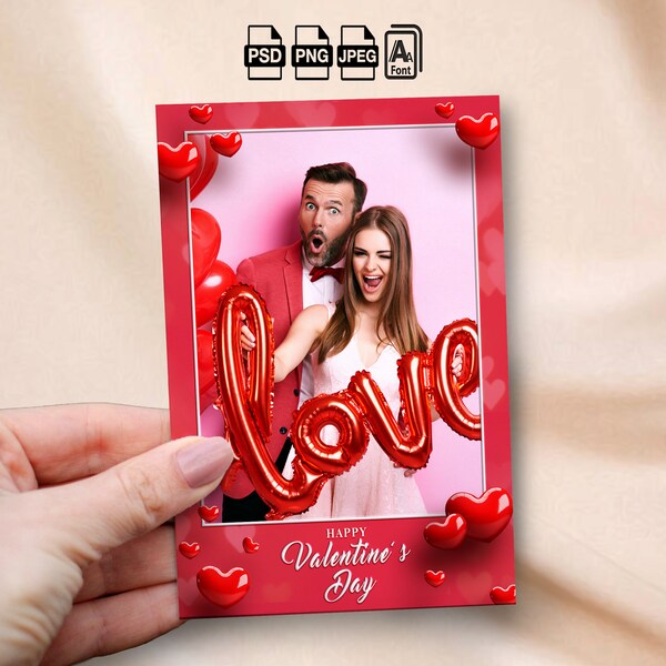 Valentines Day Photobooth Template Valentine's Day Photo Booth Template 4x6 Vertical Photo Strip Valentines Day Party Photo Frame Overlay