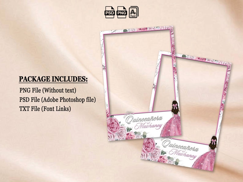 Pink Booth Frame Pink Photobooth Template Birthday Photo Booth Template Pink Quinceanera ...