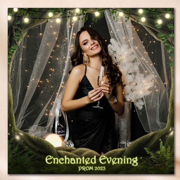 Enchanted Forest 360 Photo Booth Overlay Prom Night 360Booth Overlay Graduation Party PhotoBooth Template Green 360 Video Booth Boomerang