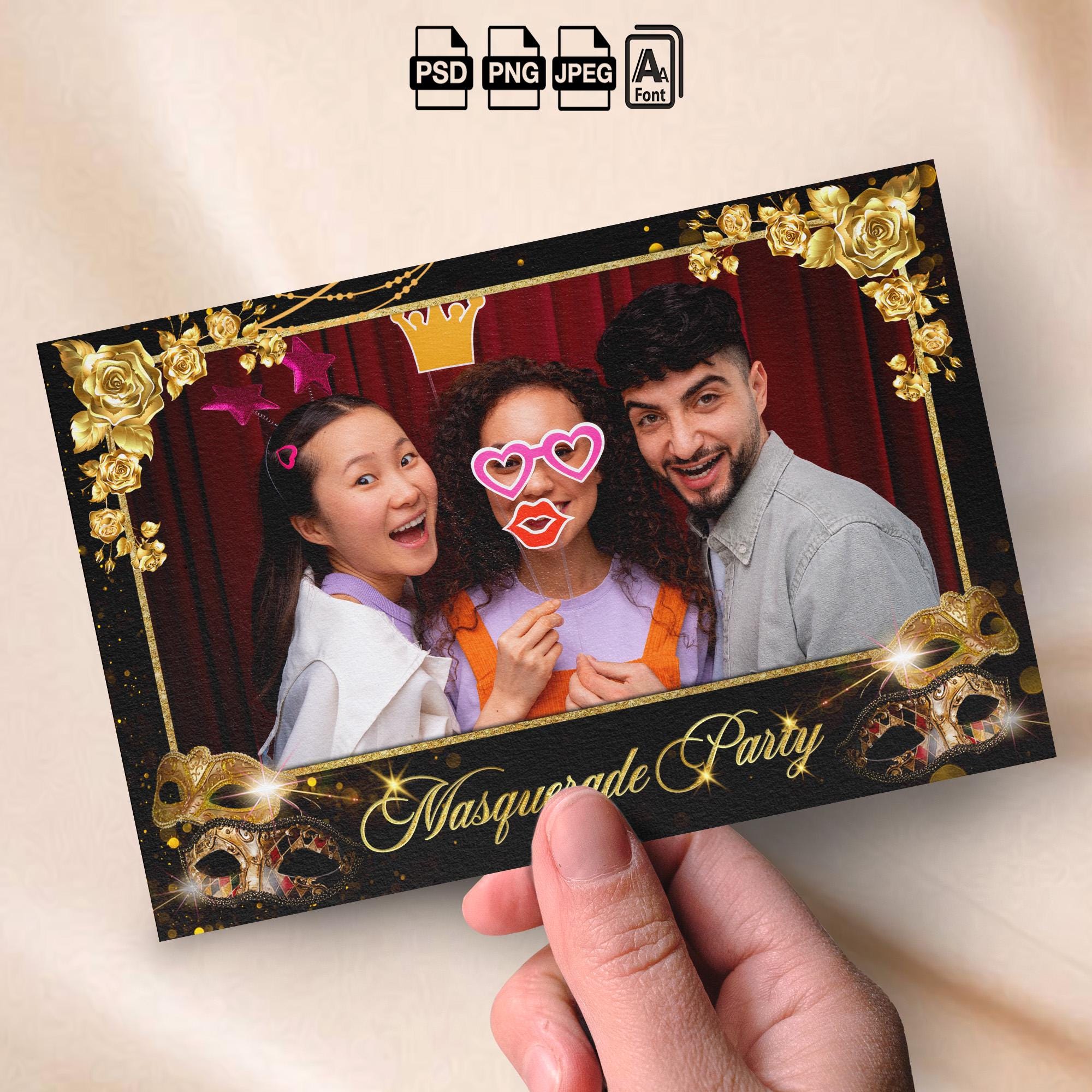 Frame Design Prom Masquerade Photobooth Template Elegant Prom Night Photo Booth Frame ...