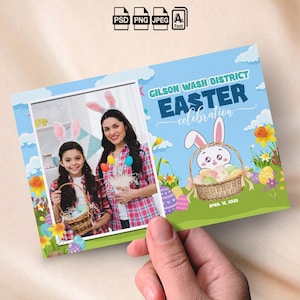 Plantilla de fotomatón de feliz Pascua Superposición de fotomatón de domingo de Pascua Tira de fotos de 4 x 6 Postal fotográfica de búsqueda de huevos de conejo Fiesta de cumpleaños de Pascua