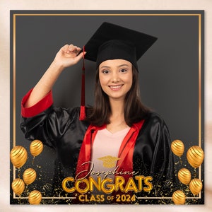 Graduation Party 360 Booth Template Congratulations 360Booth Overlay Spinner Booth template Gold Overlay Graduate 360 Video Booth Boomerang