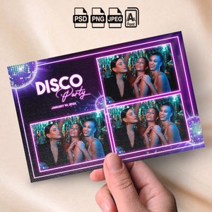Neon Photobooth sjabloon Neon Photo Booth sjabloon 4x6 Strip Disco Party Photo Booth Overlay Neon Party Disco Photobooth sjabloon Neon Disco