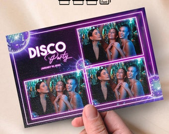 Neon Photobooth Template Neon Photo Booth Template 4x6 Strip Disco Party Photo Booth Overlay Neon Party Disco Photobooth Template Neon Disco