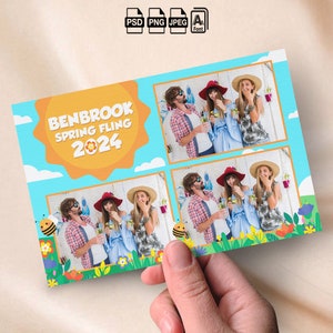 Spring Fling Photobooth Template Frühlingsparty Photobooth Overlay 4x6 Photo Strip Spring Fling Schultanz Elementary Party Hallo Frühling