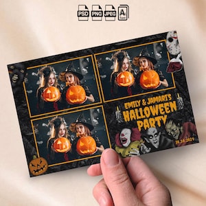 Halloween Party Photobooth Template Fright Night Photo Booth Template 4x6 Photo Strips Overlay Scary Theme Spooky Trick or Treat Mirror