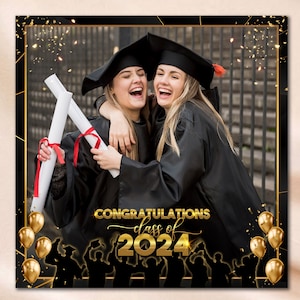 360 Photo Booth Overlay Graduation 360 PhotoBooth Template 360 Overlay Black and Gold Class of 2024 360 booth Spinner Video Booth Boomerang
